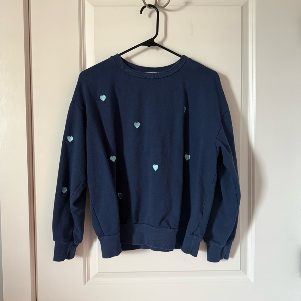 T.La Classic Navy Sweatshirt with Heart Embroidered